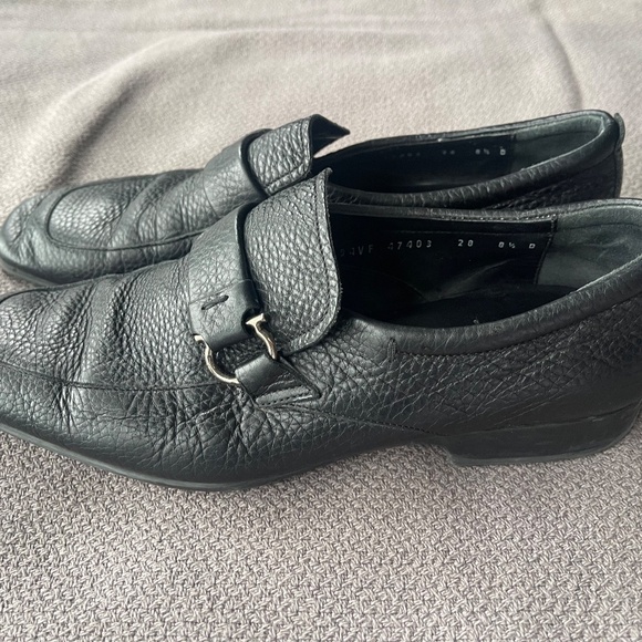 Salvatore Ferragamo pebbled leather Slip-On Leather Loafer black 8.5 - Picture 11 of 12